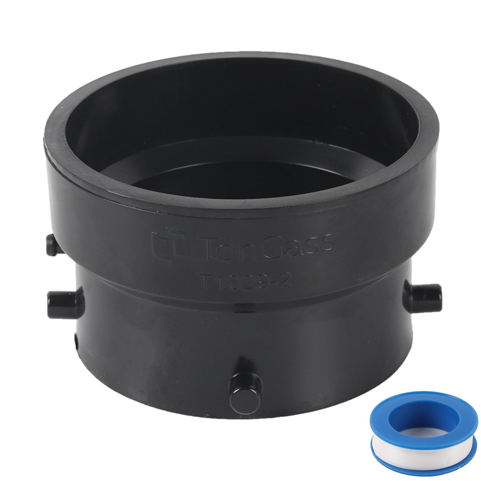 TonGass T1029-2 RV Sewer Termination Adapter - 3" Hub x Bayonet, Black 