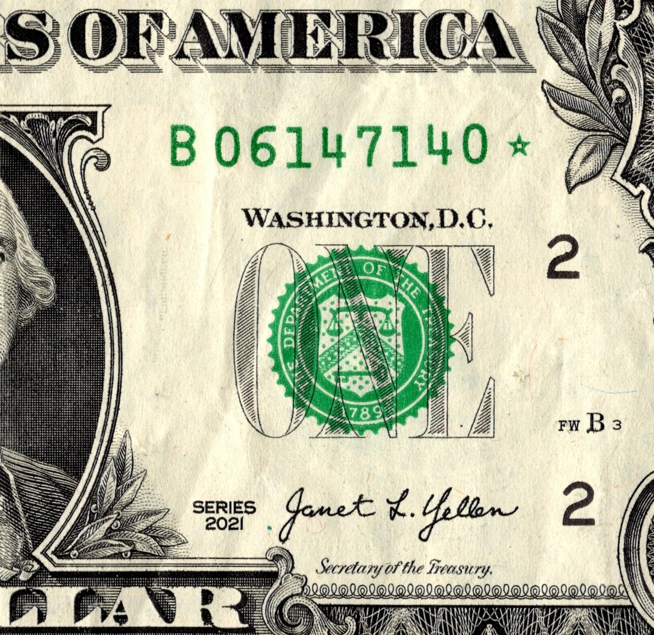 2021 B Star Note One Dollar Bill Regular Run Pack Note