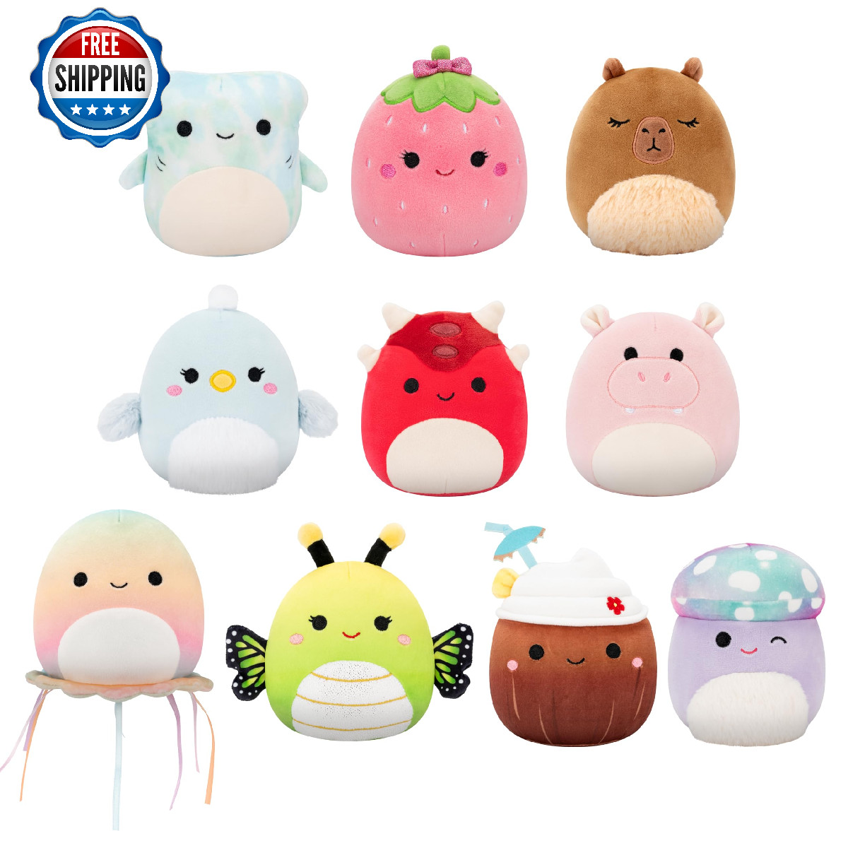 Squishmallows Original 5in 10-Pack Official Jazwares Plush (Little)