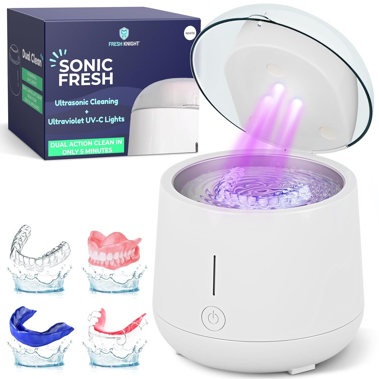 Fresh Knight Ultrasonic Retainer Cleaner, 45kHz Retainer Cleaner Machine 