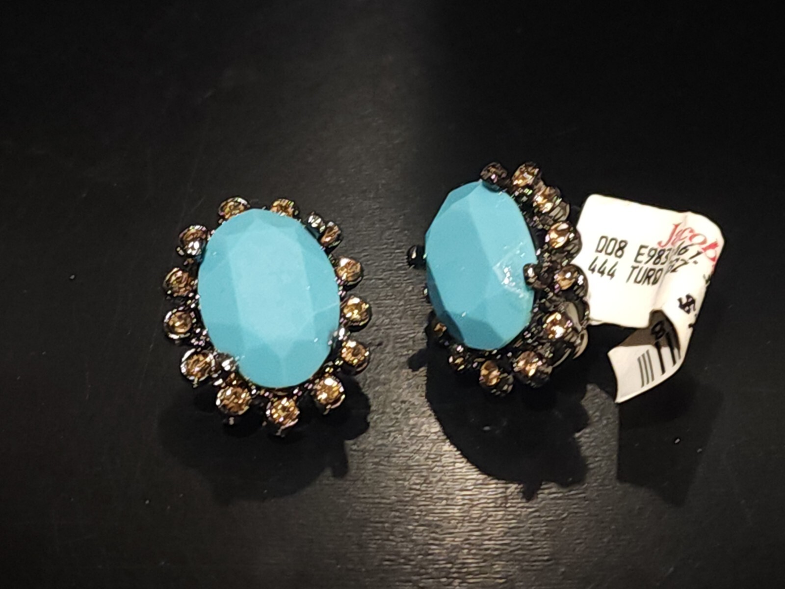 NEW NWT Vintage Faux Turquoise Jacobson's Women's Clip Earrings