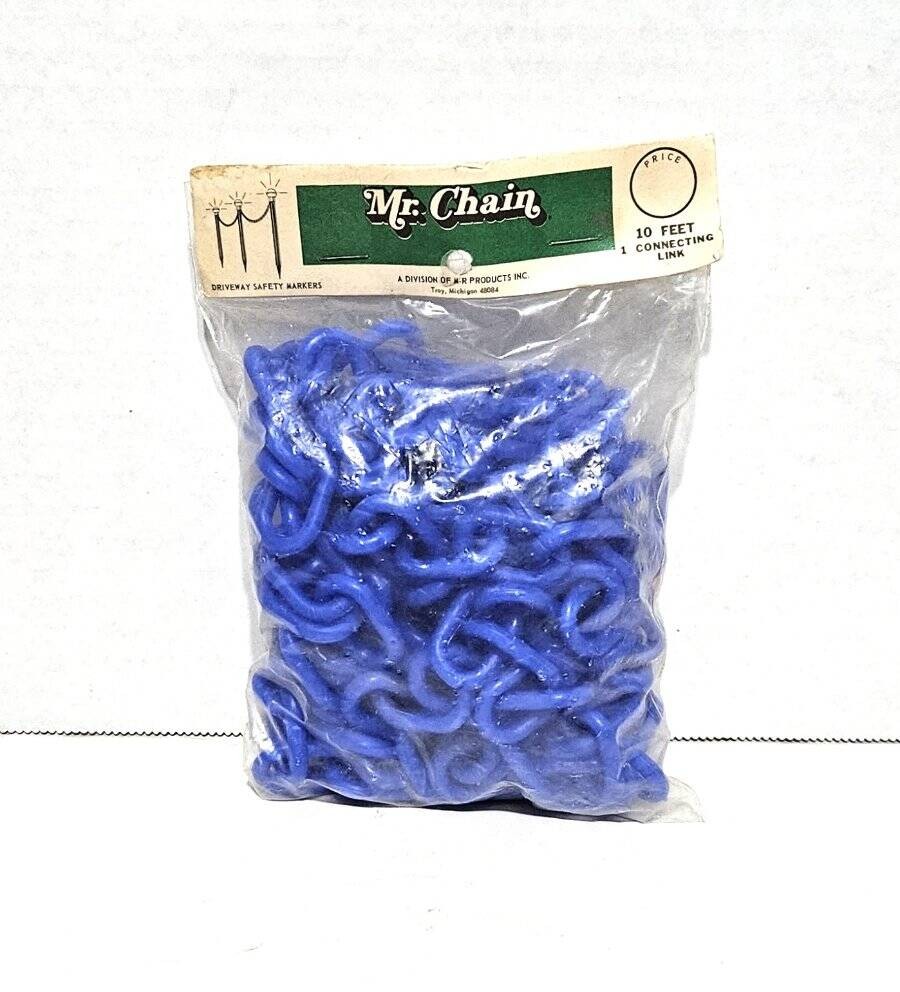 Vintage Mr. Chain 10 Feet Connecting Link Blue Plastic Chain 1" Links