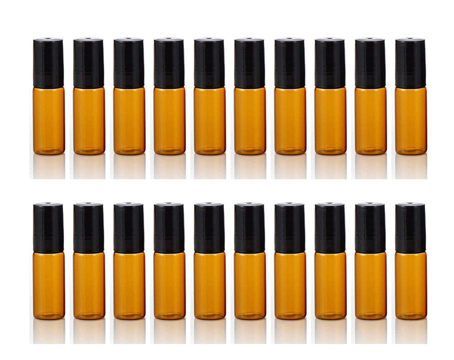 - 20PCS 5ml Amber Glass Roller Bottles Roll On Bottle Container with Metal Ball 
