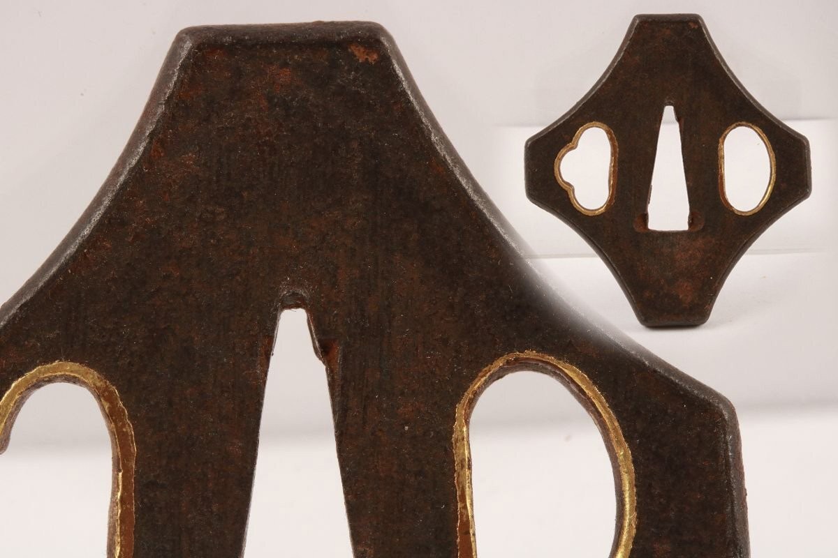 Edo period Japan antique Tsuba Iron Diamond Shape No Box