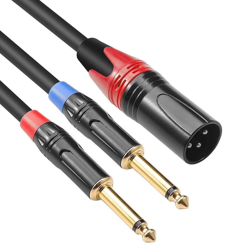 Dual 1/4 inch to XLR Male Y Splitter Cable,Male XLR to Dual 6.35mm TS Mono Pl...