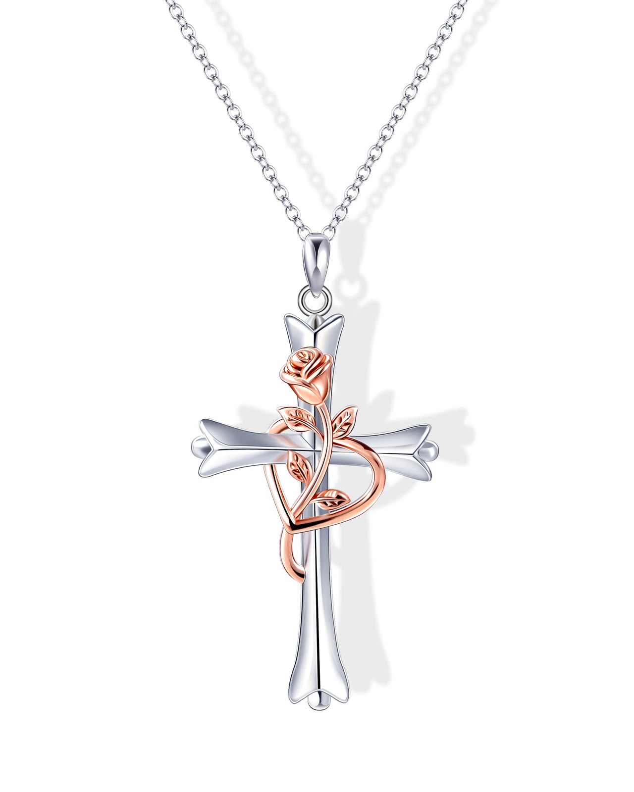 ACECHA Christmas Gifts Trendy Stuff - Cross One Size, White Silver-Rose 