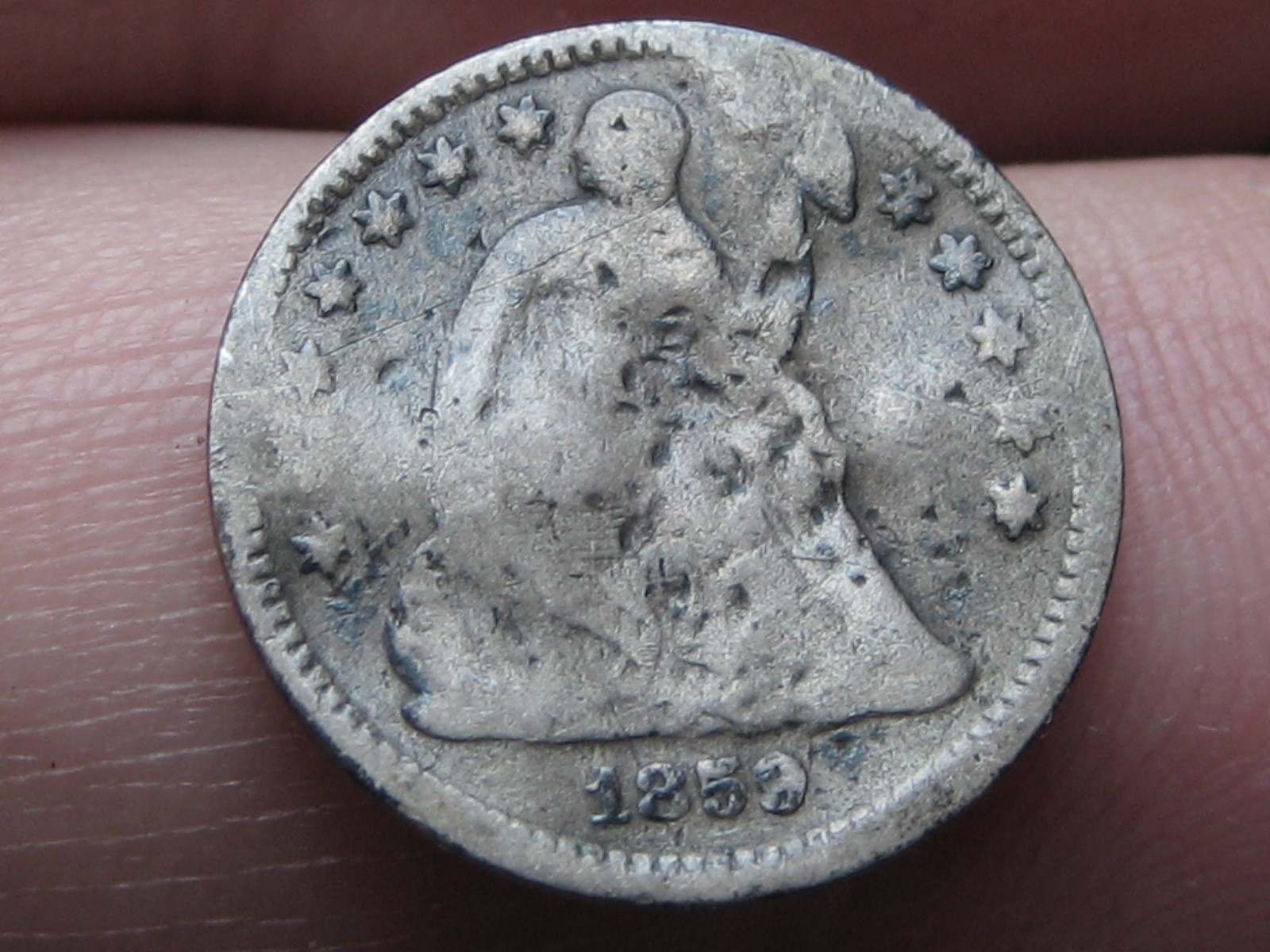 1859 P Seated Liberty Half Dime- Philadelphia, About Good Details