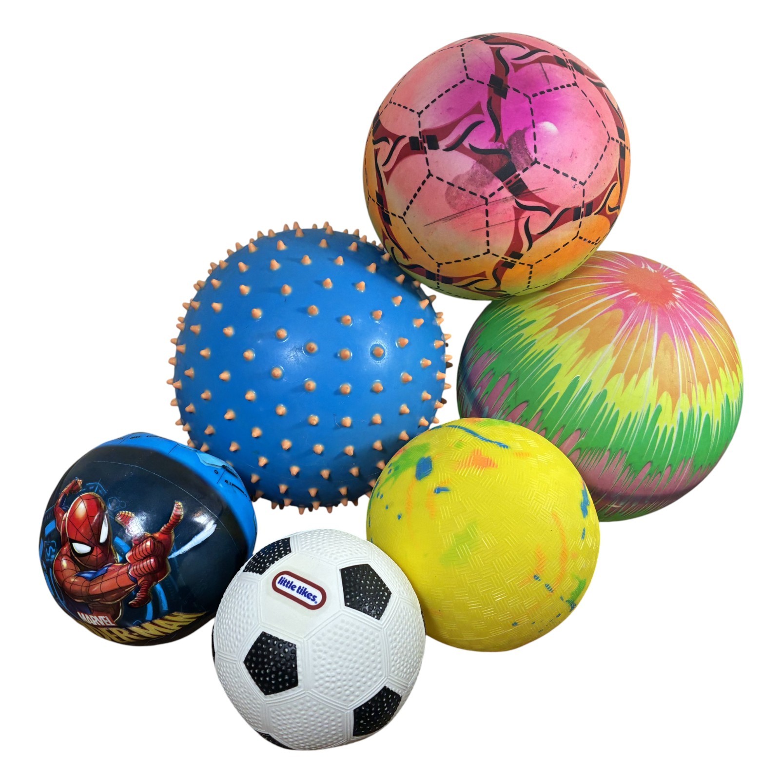 Pool Toy Ball Set Lot of 6 Assorted Rubber Play Balls Outdoor Kids