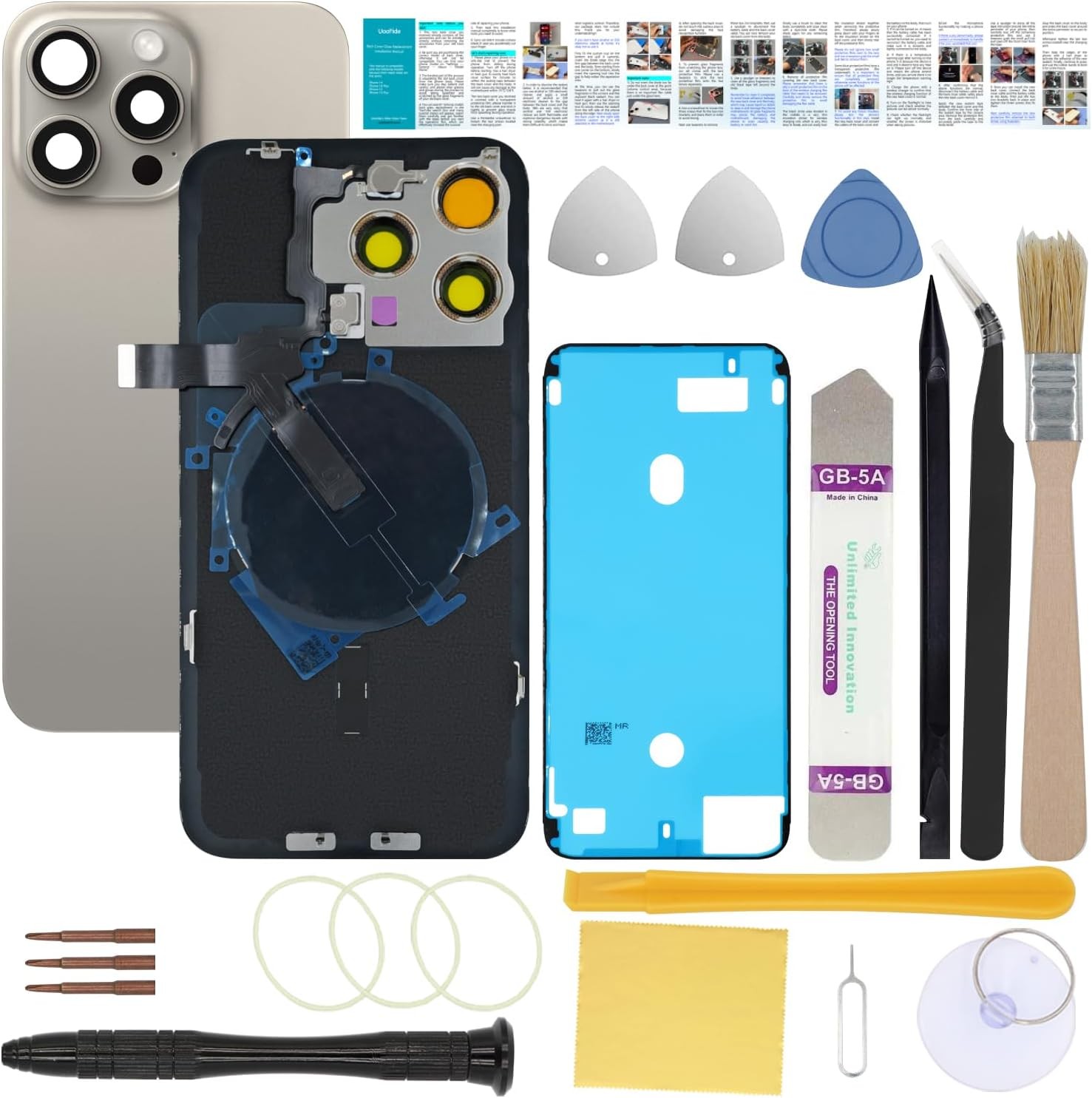 Back Glass Screen Replacement Compatible with iPhone 15 Pro 6.1 Inches All