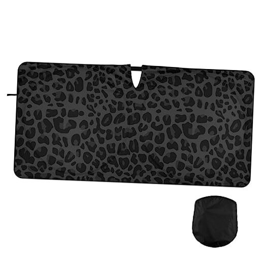 Black Leopard Windshield Sun Shade, Cheetah Car Sunshade for Medium multi 4