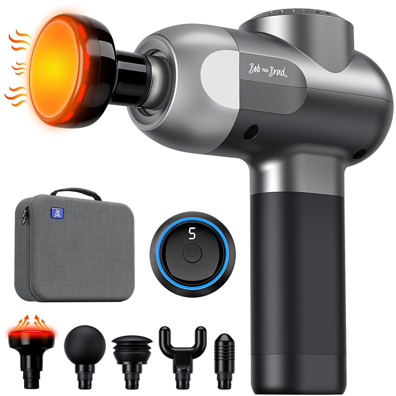 Massage Gun with Heat Deep Tissue Percussion Electric Handheld BOB AND BRAD