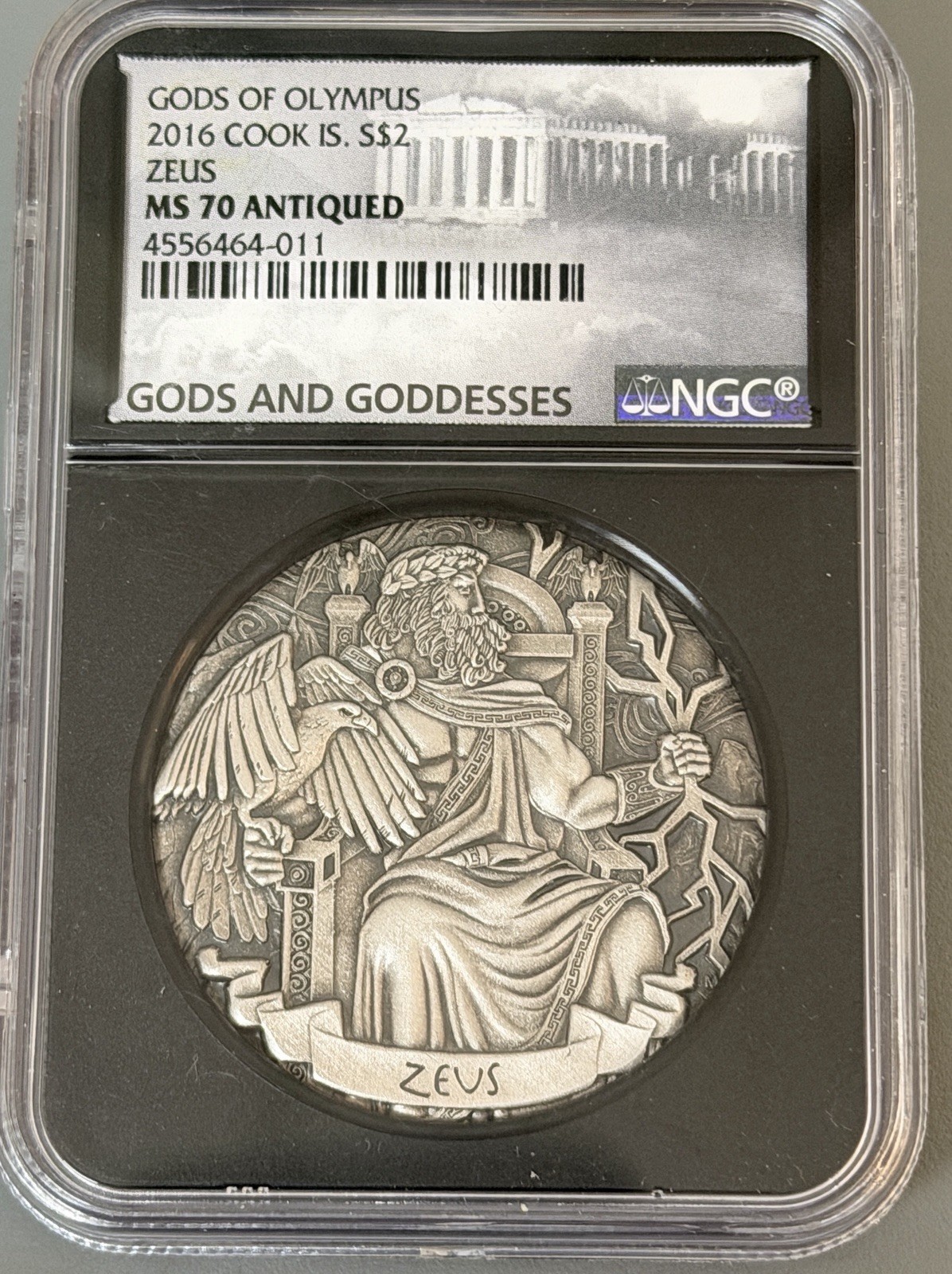 2016 Cook Islands ZEUS NGC MS70 2oz .999 Silver Gods of Olympus - 1,000 Minted