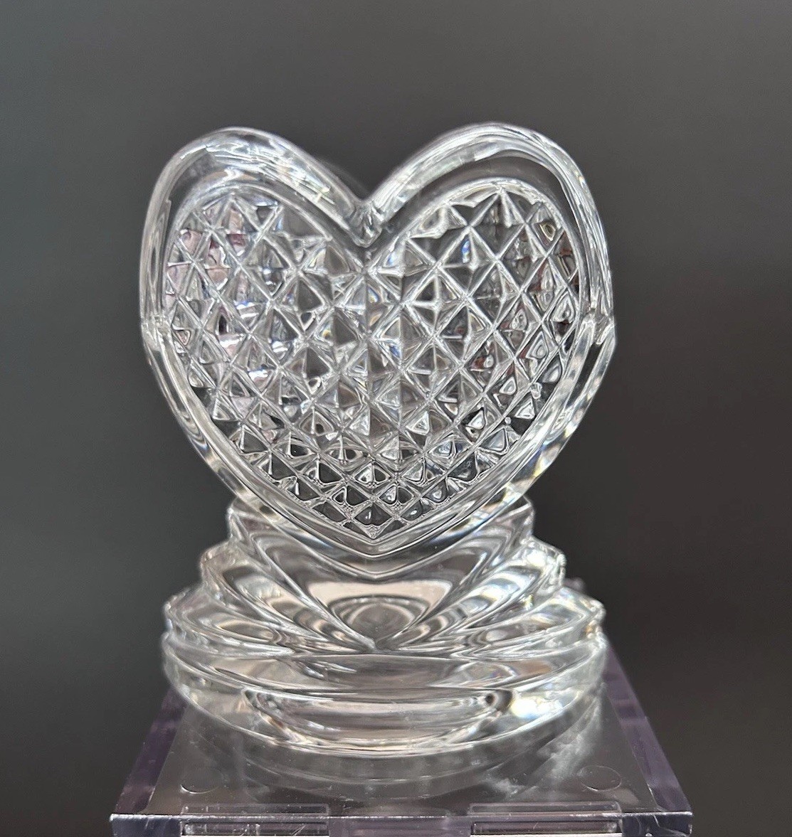 WATERFORD Crystal Heart Shaped Vase Trinket Vanity Decorative Bowl Clear