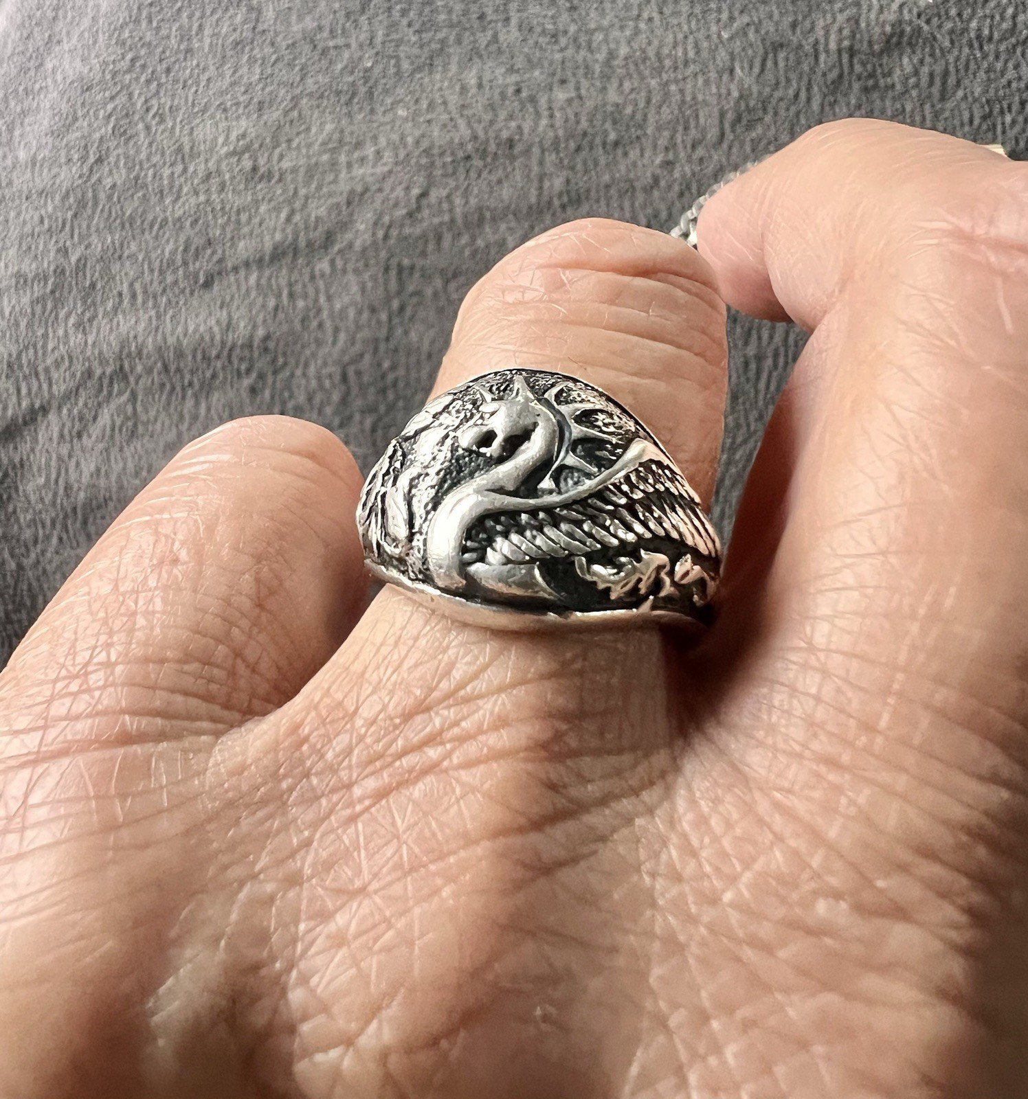 David Yurman Gryphon  925 Sterling Silver Ring Sz 10