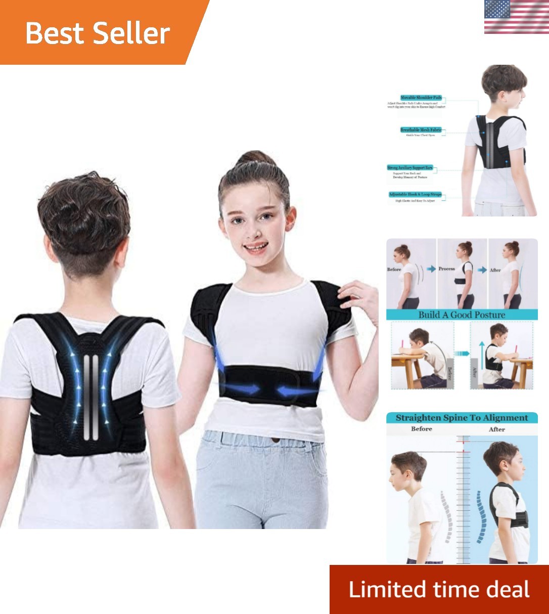 Professional Posture Corrector for Kids and Teens, Effective Upper Back Postu...
