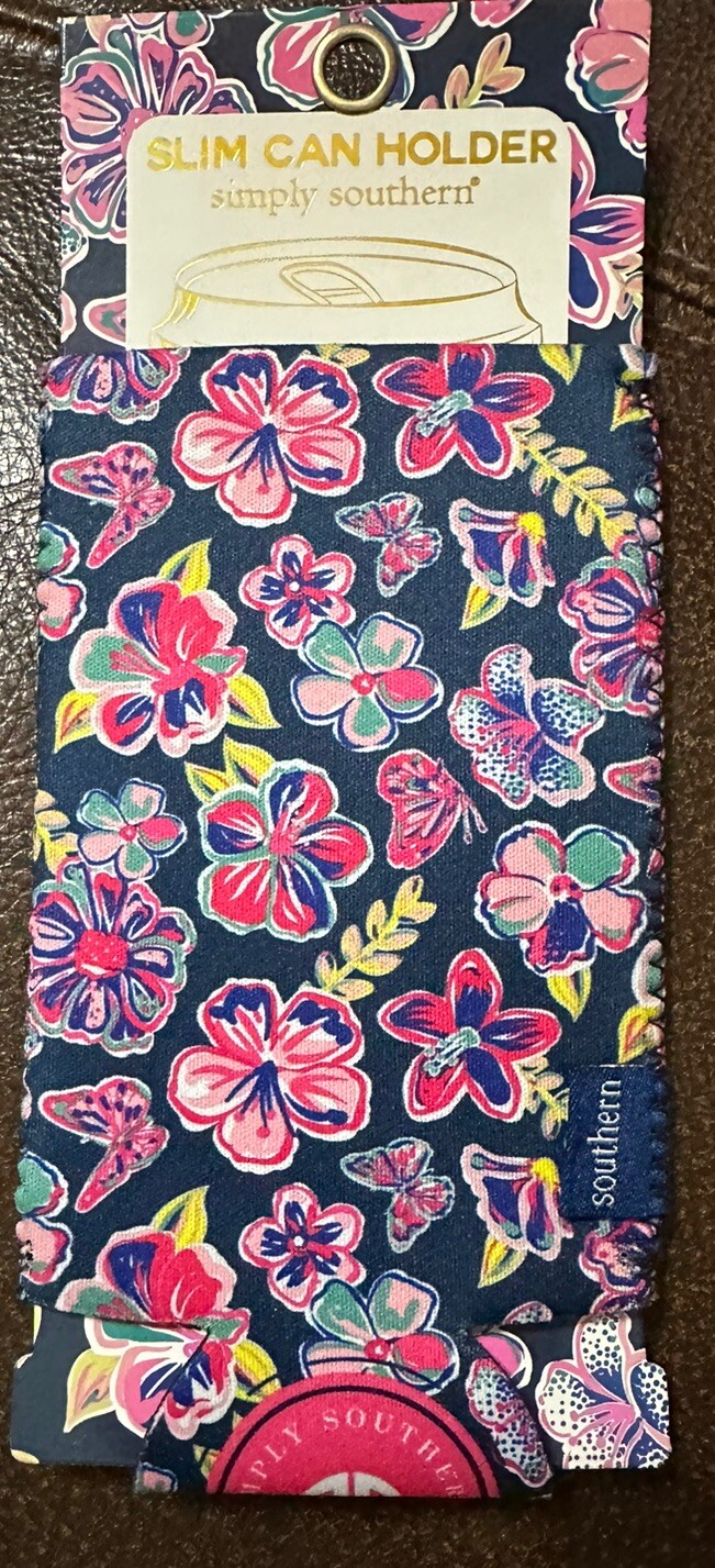 Simply Southern Tropical Flowers Slim Can Holders Koozie NEW