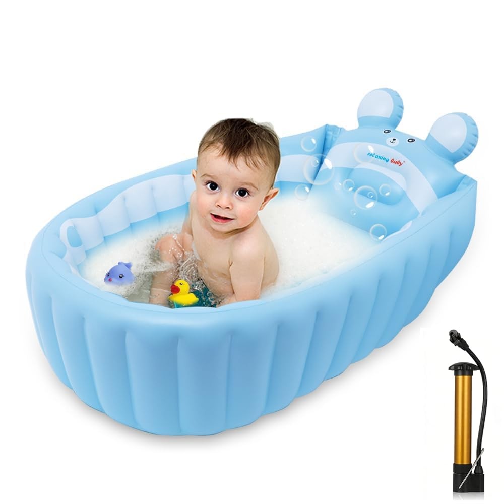 | Inflatable Tub,Newborn Bathtub Seat for Infant,Non-Slip Baby Pool for Sitti...