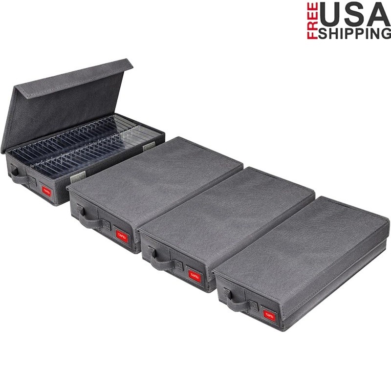 Stackable Cassette Tape Storage Case Nonwoven Fabric Holder 48 Capacity New