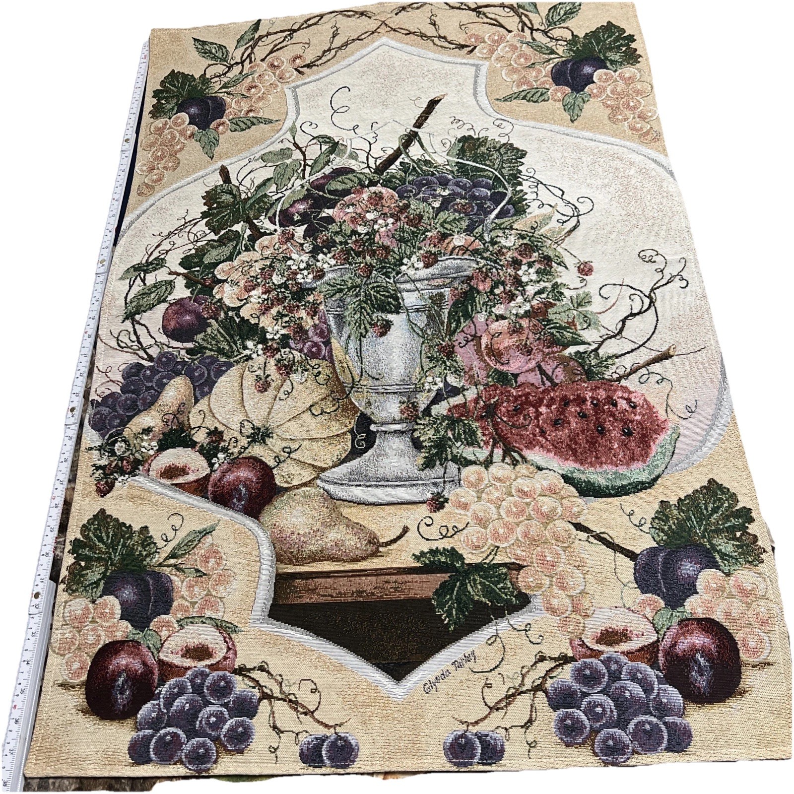 Vintage Glynda Turley Tapestry Fruit Hanging 38x26.25
