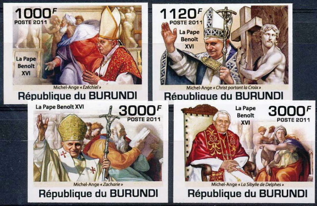 BURUNDI 2011 MNH Imperf, 4v, Pope Benoit XVI, Religion  (A47)
