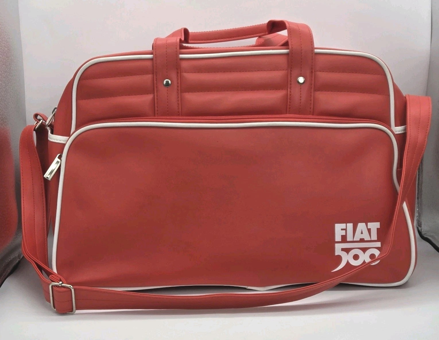 Fiat 500 Classic Car Weekender Tote Bag Duffle Luggage Orange Gemline VTG 70s
