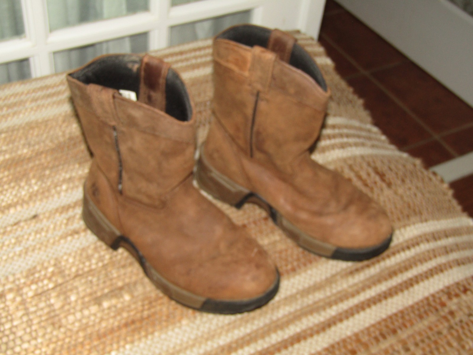 Rocky Pull On Brown 6" Work Boots Brown Leather Kids size 2 M