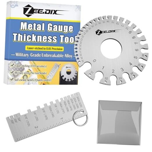  Wire Gauge Measuring Tool (2 Pcs) Silver(1Pcs Round+Rectangle Thickness Gauge)