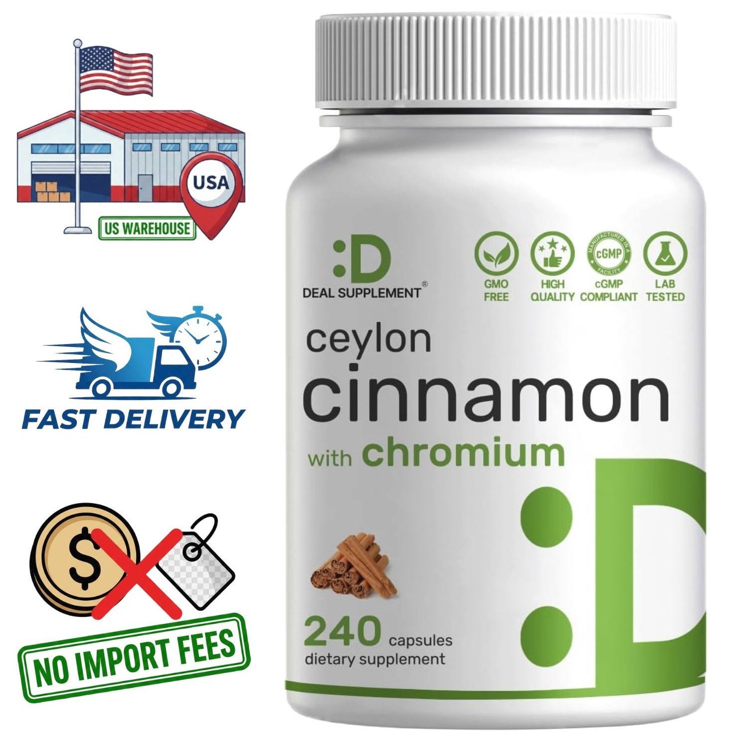 Canela de Ceilán Extracto de Corteza con Picolinato de Cromo 1000mcg 240 Caps