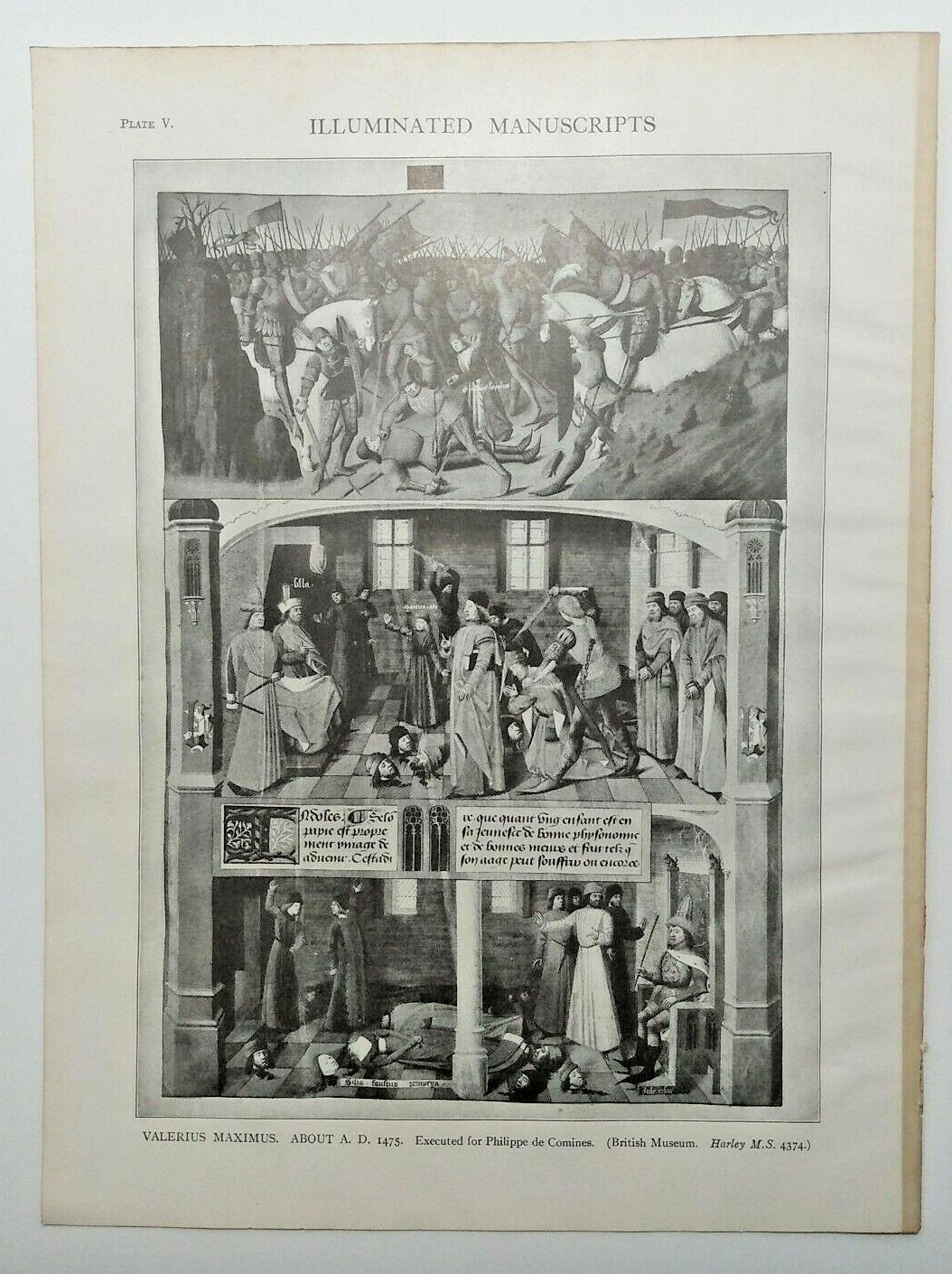 1911 Vintage ILLUMINATED MANUSCRIPT PRINT Antique Encyclopedia Britannica 