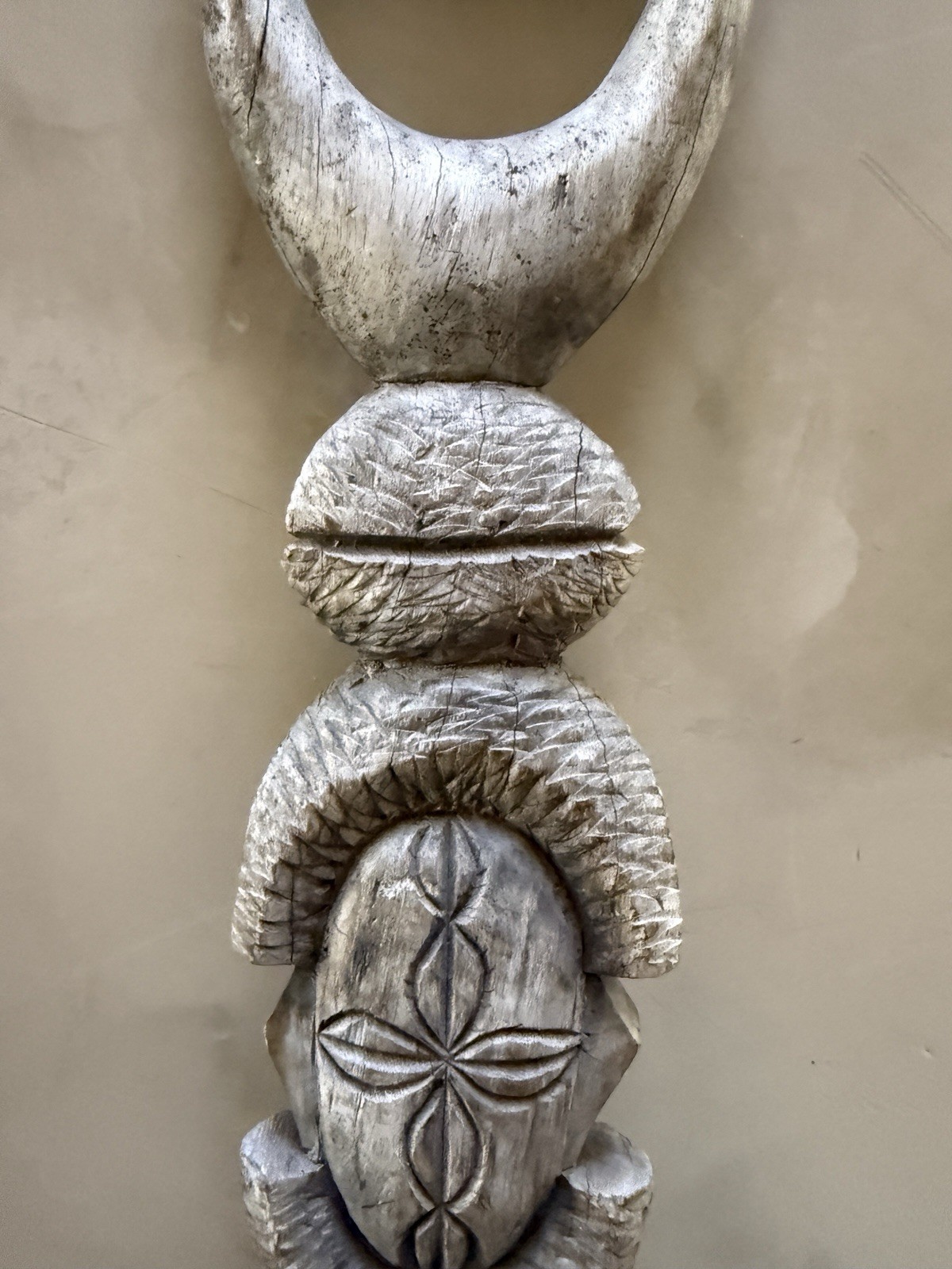 Old Heavy African Or Other Tribal Ceremonial Staff Or Walking Stick Teak (?)