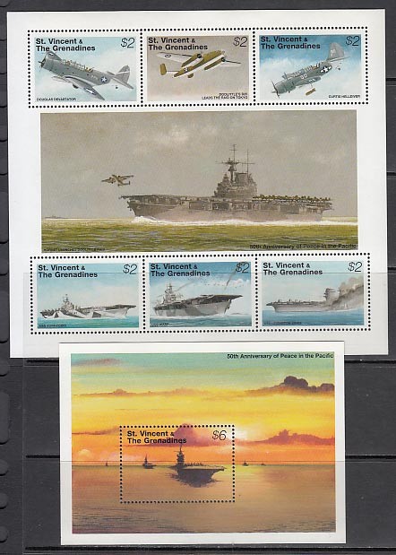San Vicente - Mail Yvert 2466/71+H.300 ** Mnh Airplanes