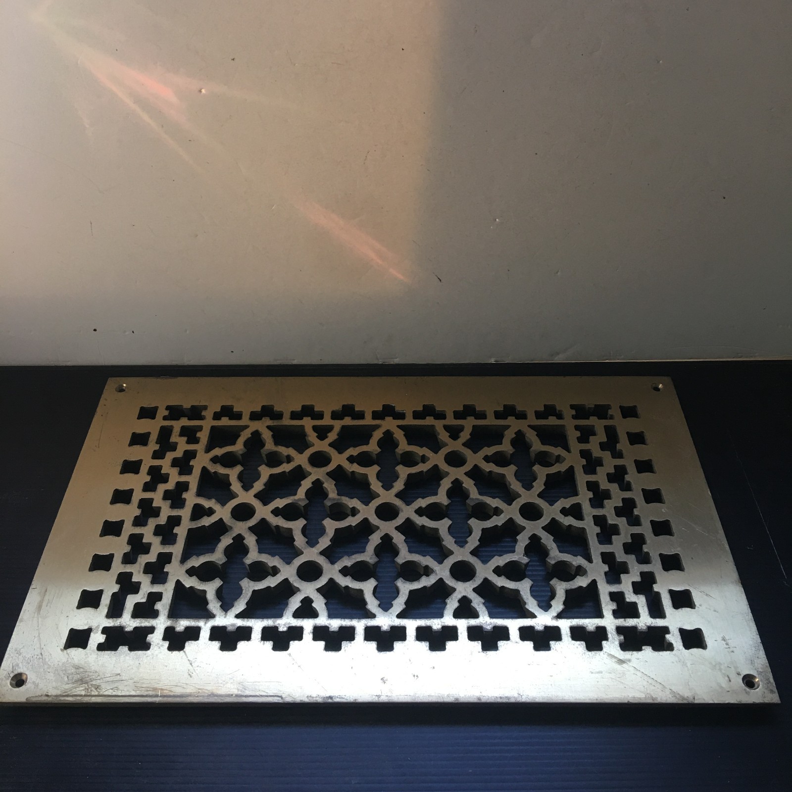 Vintage 1992 The Reggio Register 1016B Ornate Cast Brass Floor Vent Grille 16”L