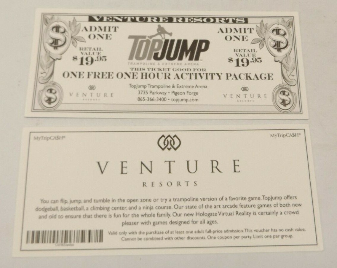 2- BIGIF TOPJUMP ONE HOUR Smoky Mountain Gatlinburg Pigeon Forge Area Coupons