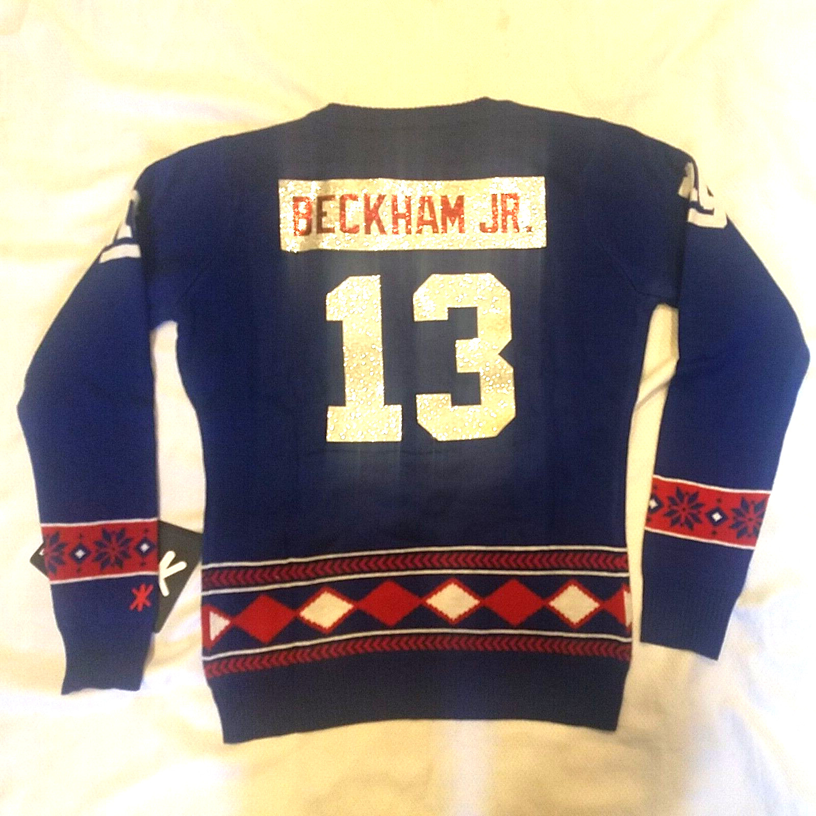 NWT New York Giants Beckham Jr. NFL Team Apparel Women's V-Neck Sweater Large