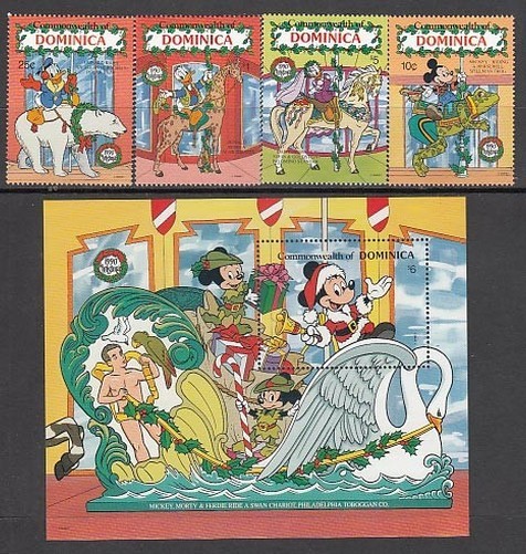 Dominica - Mail 1990 Yvert 1235/8+Hb 171 ** Mnh Walt Disney