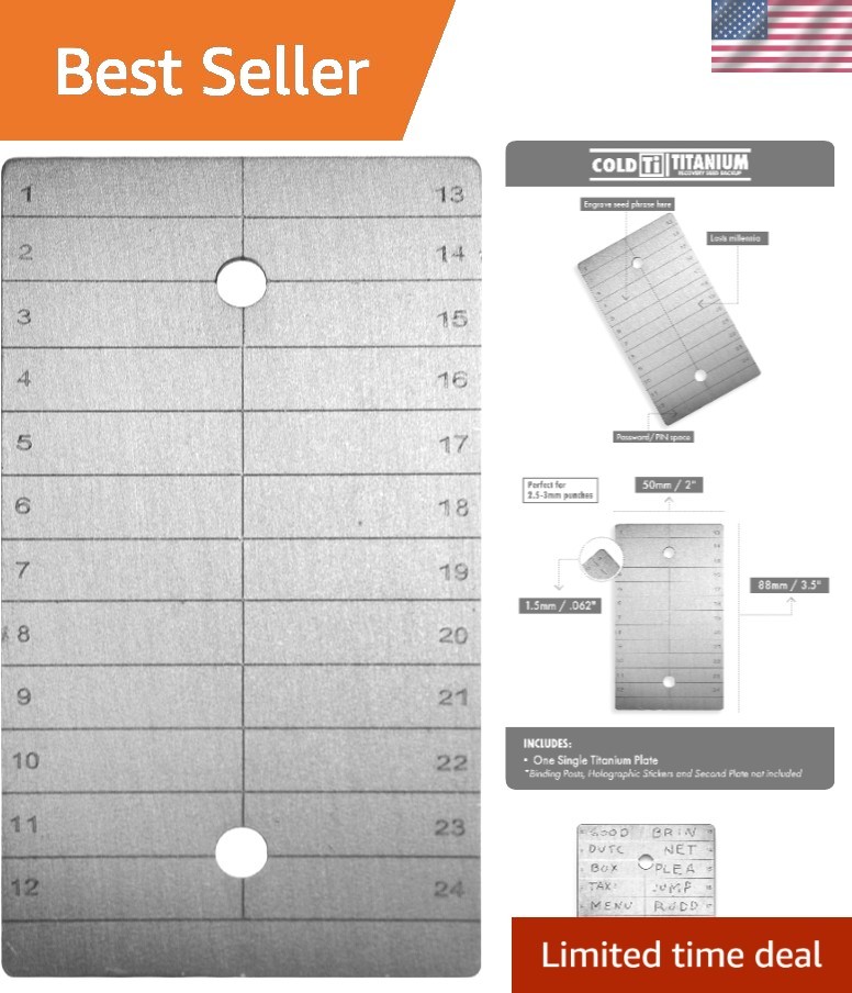 Titanium Bitcoin Seed Plate for Ultimate Crypto Security – Single Plate