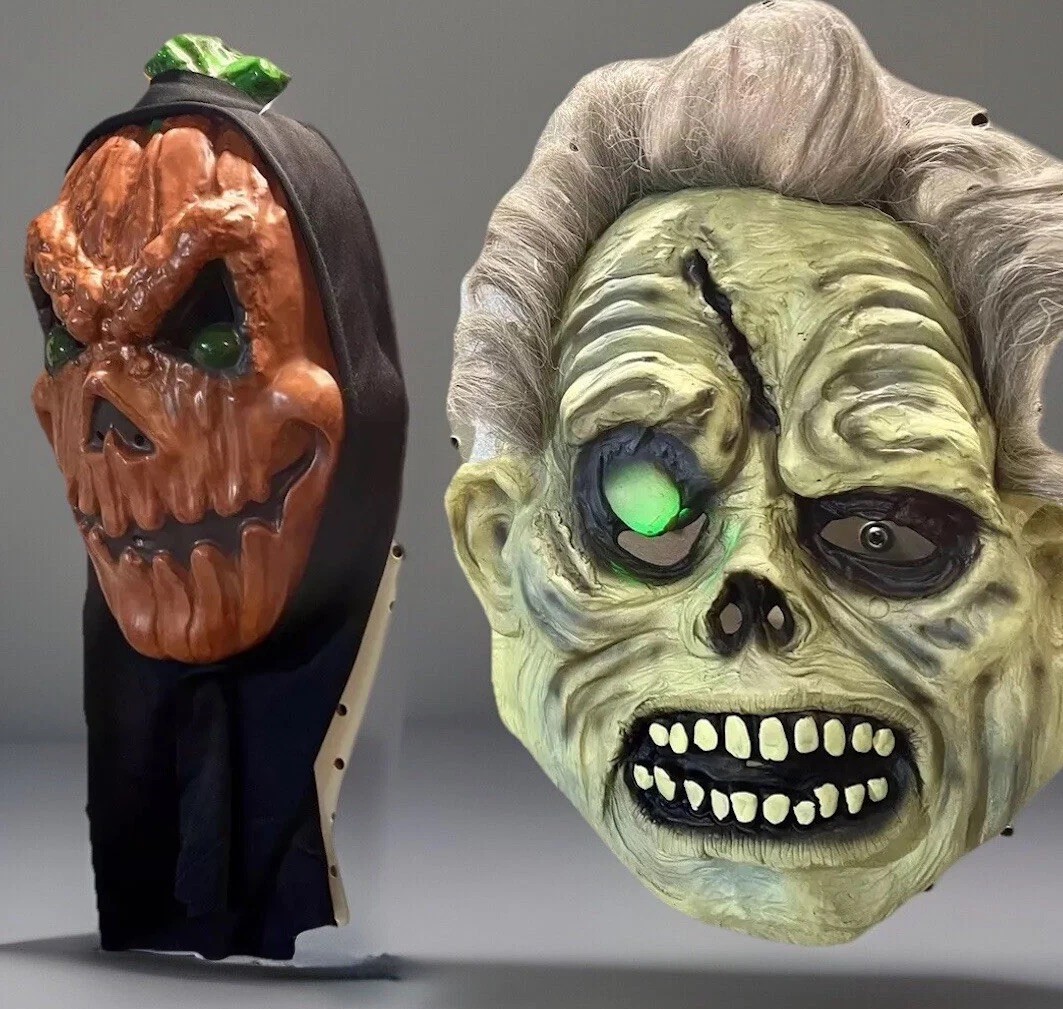 New Scary Light Up Elastic Zombie & Pumpkin 🎃 Head Halloween Costume Masks Lot