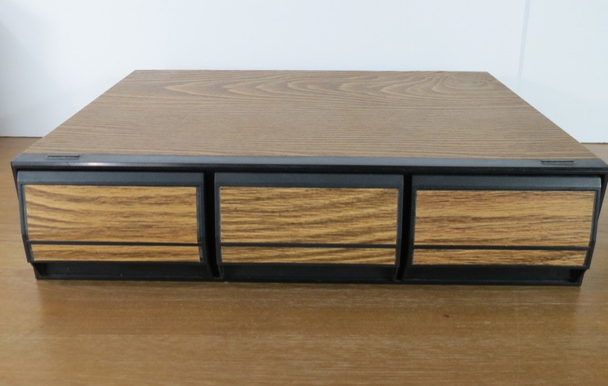 Faux Wood Audio Cassette Tape 3-Drawer Storage Case Holds 42 Cassettes