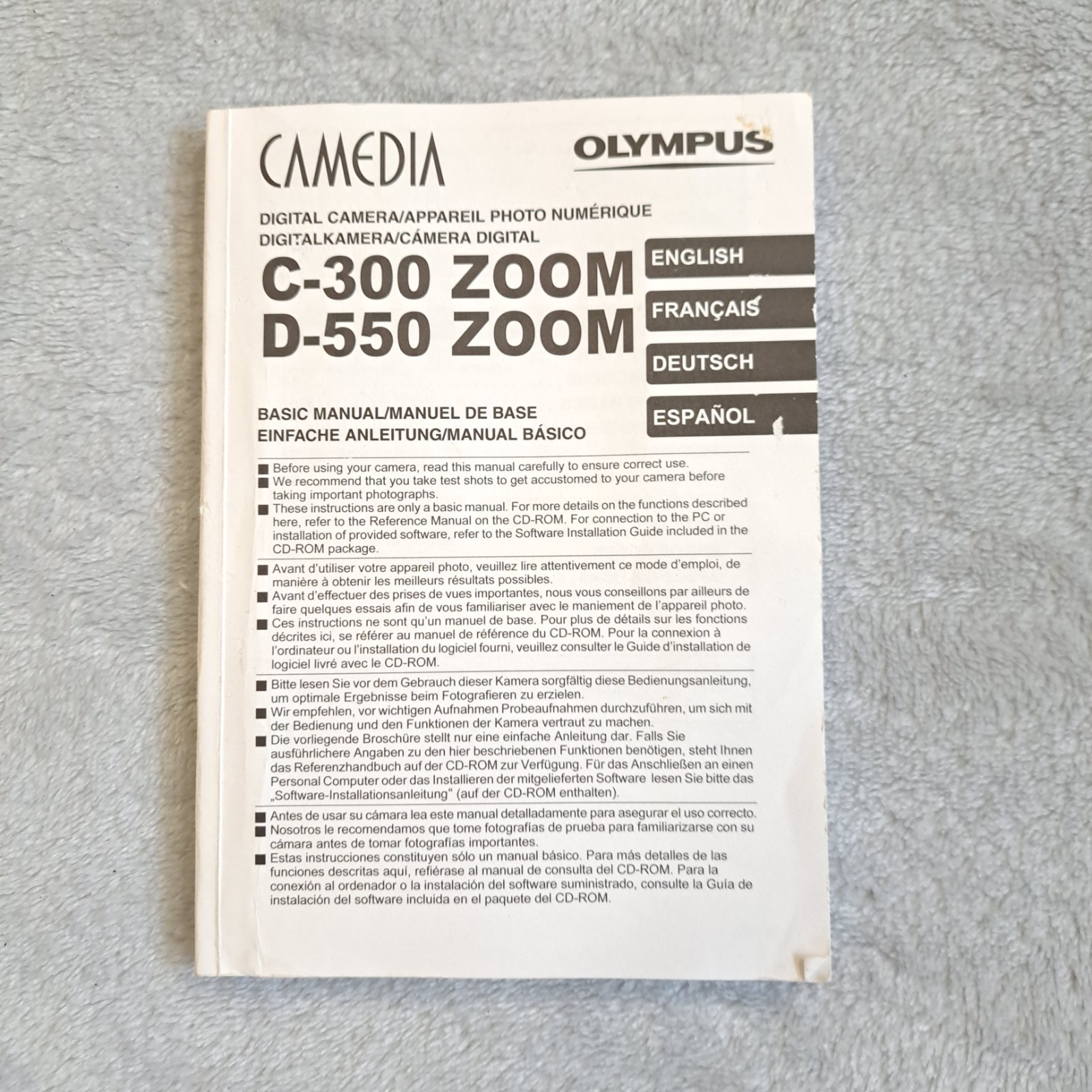 Olympus C-300 Zoom D-550 Zoom User Manual (Ref#V-624)