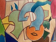 Belle Peinture Aquarelle Abstrait 1970 À Identifier Graffiti Street Art Lettre