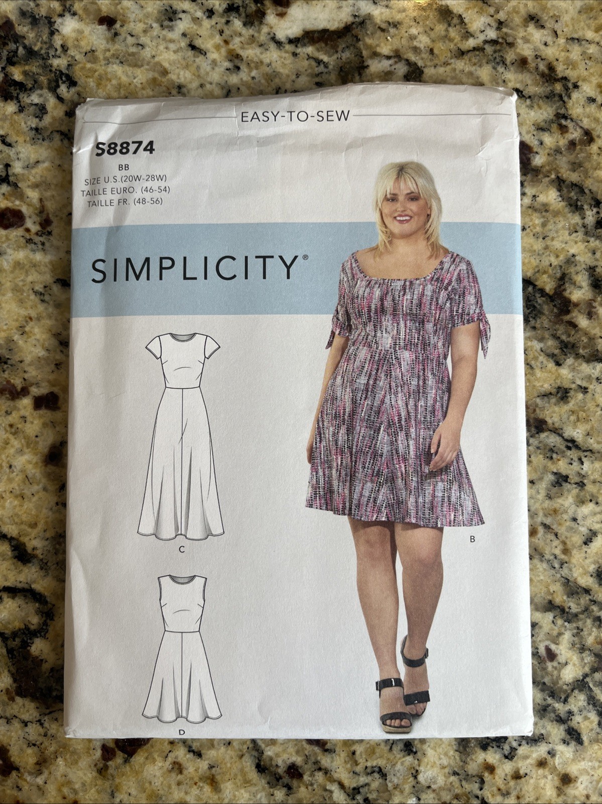 Knit Dress in 2 Lengths Women's size 20w-28w Simplicity 8874 Sewing Pattern