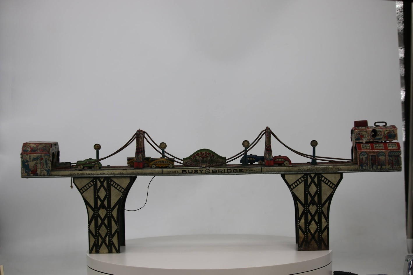 Marx 1937 Busy Bridge Wind Up Tin Litho Toy Prewar