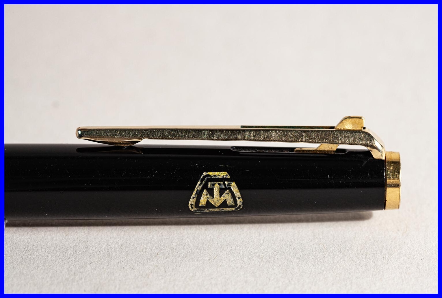 1970S MONTBLANC 380 Lever Ballpoint Pen In Black & Gold With GTM Advertising