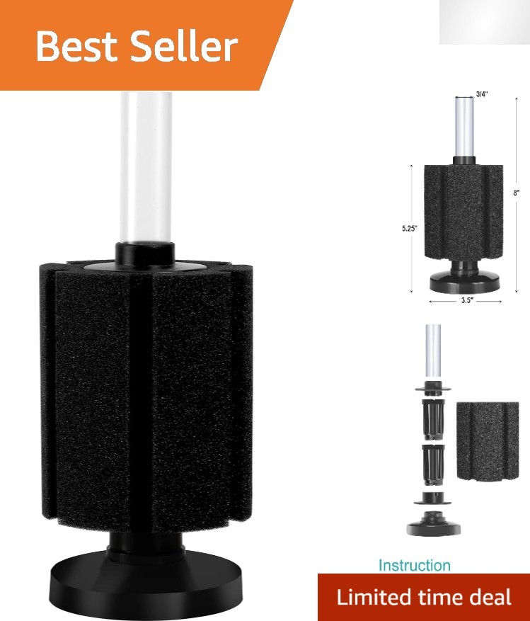 Sponge Filter for Nano Fish Tanks - Safe Filter for Betta & Fry Up to 50 Gal