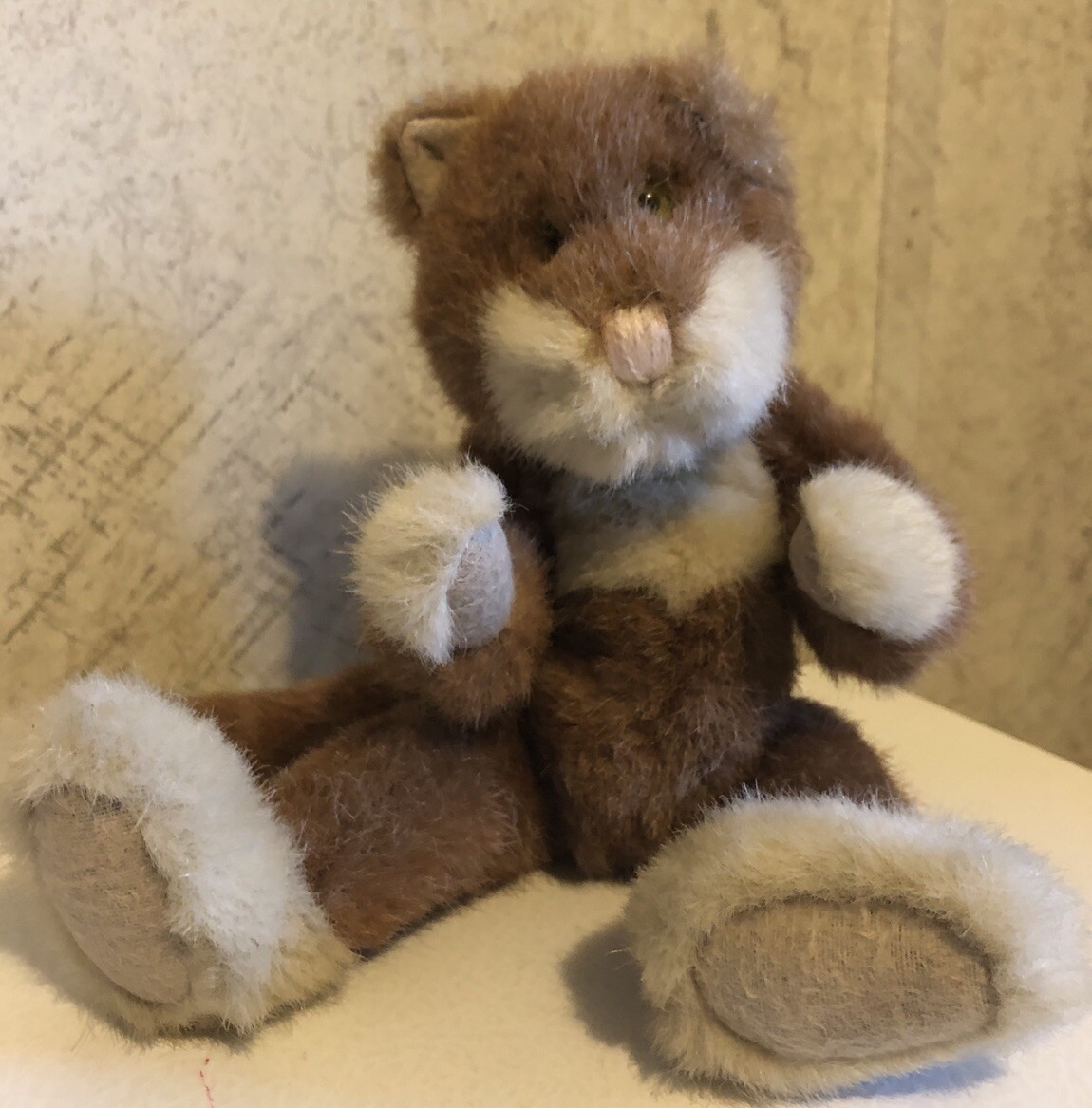 Boyds Bears Poseable Brown 10" Cat Kitty 1985 95 Stuffed Beanie Plush Animal