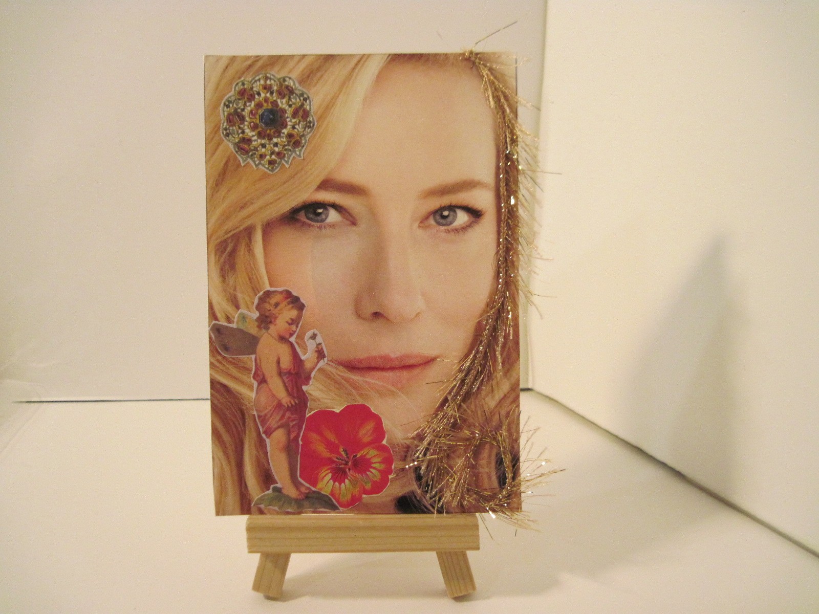 woman fair beauty Original Collage 4 x 6 inch art Outsider Naïve Modernism