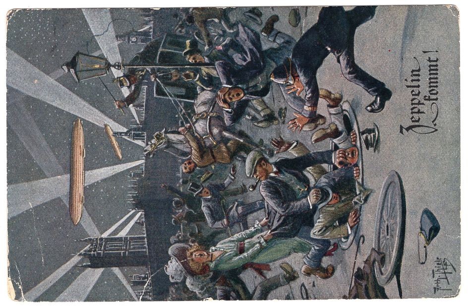 Zeppelin/Airmail Humor-Ak Der Zeppelin Kommt Used (FA0682