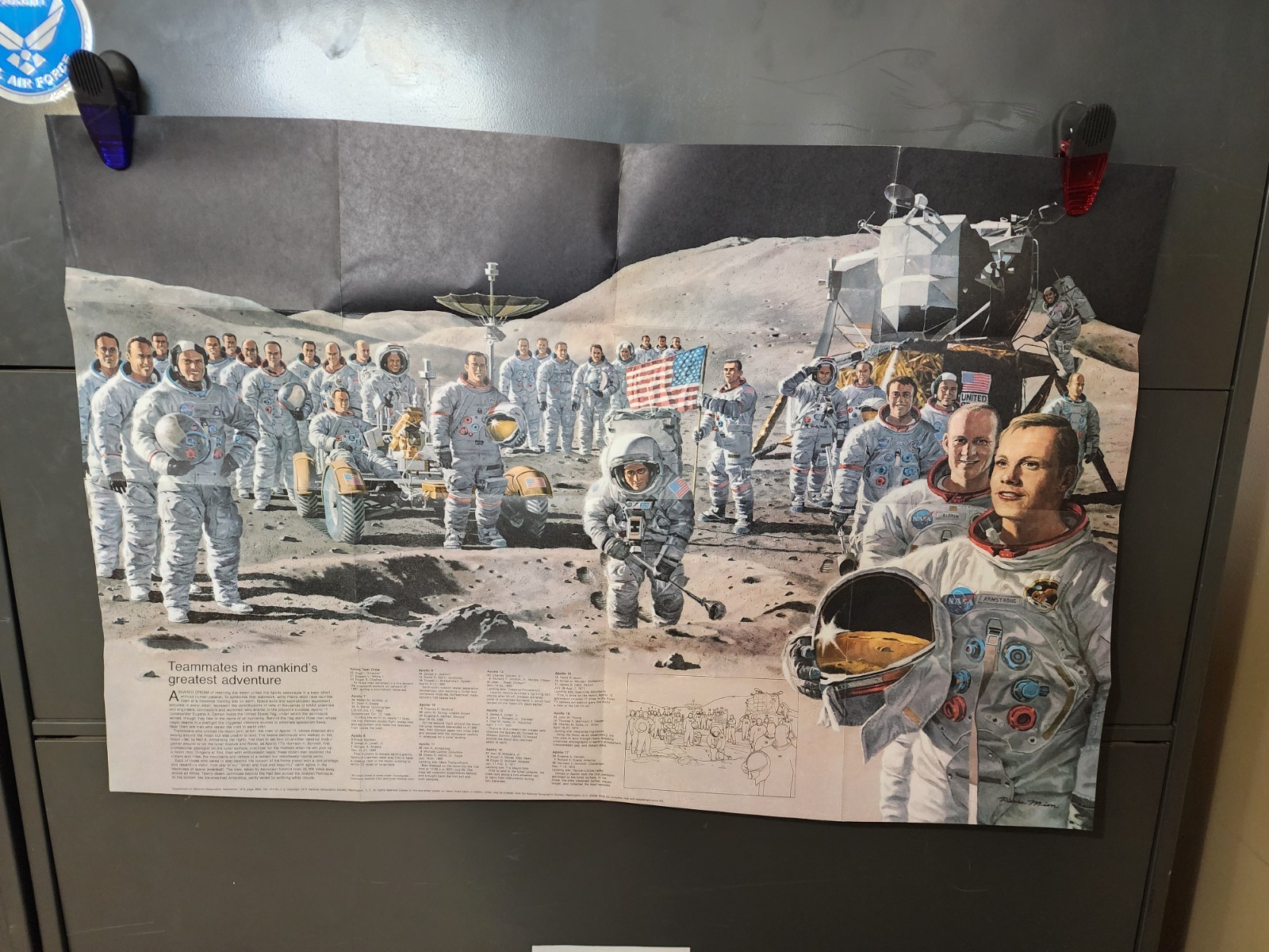 1973 National Geographic Poster "Teammates in Mankind's Greatest" Apollo NASA