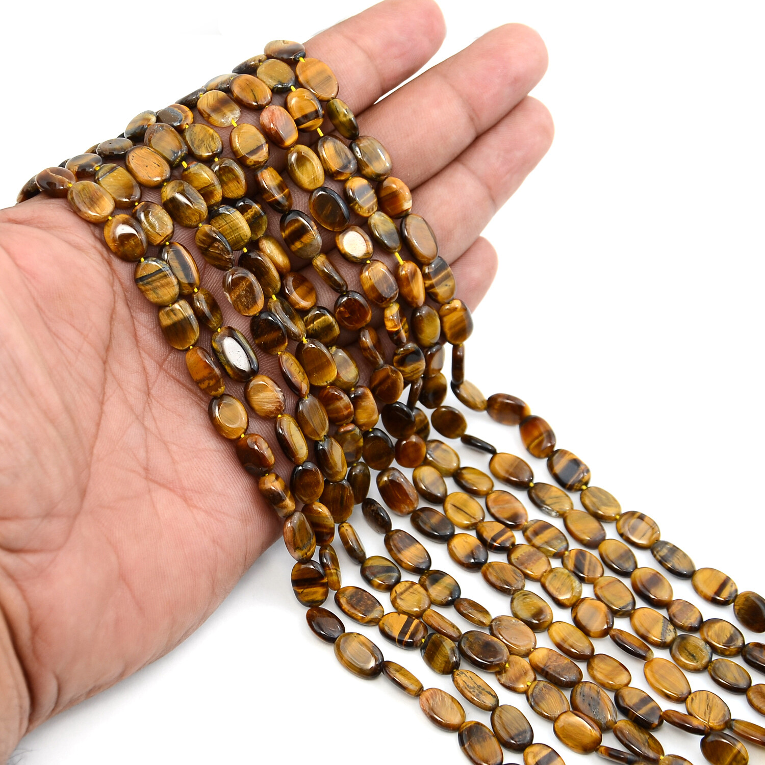 Tiger's Eye Oval Beads 13 Inch Strand Wholesale Lot Natural Gemstone Jewelry