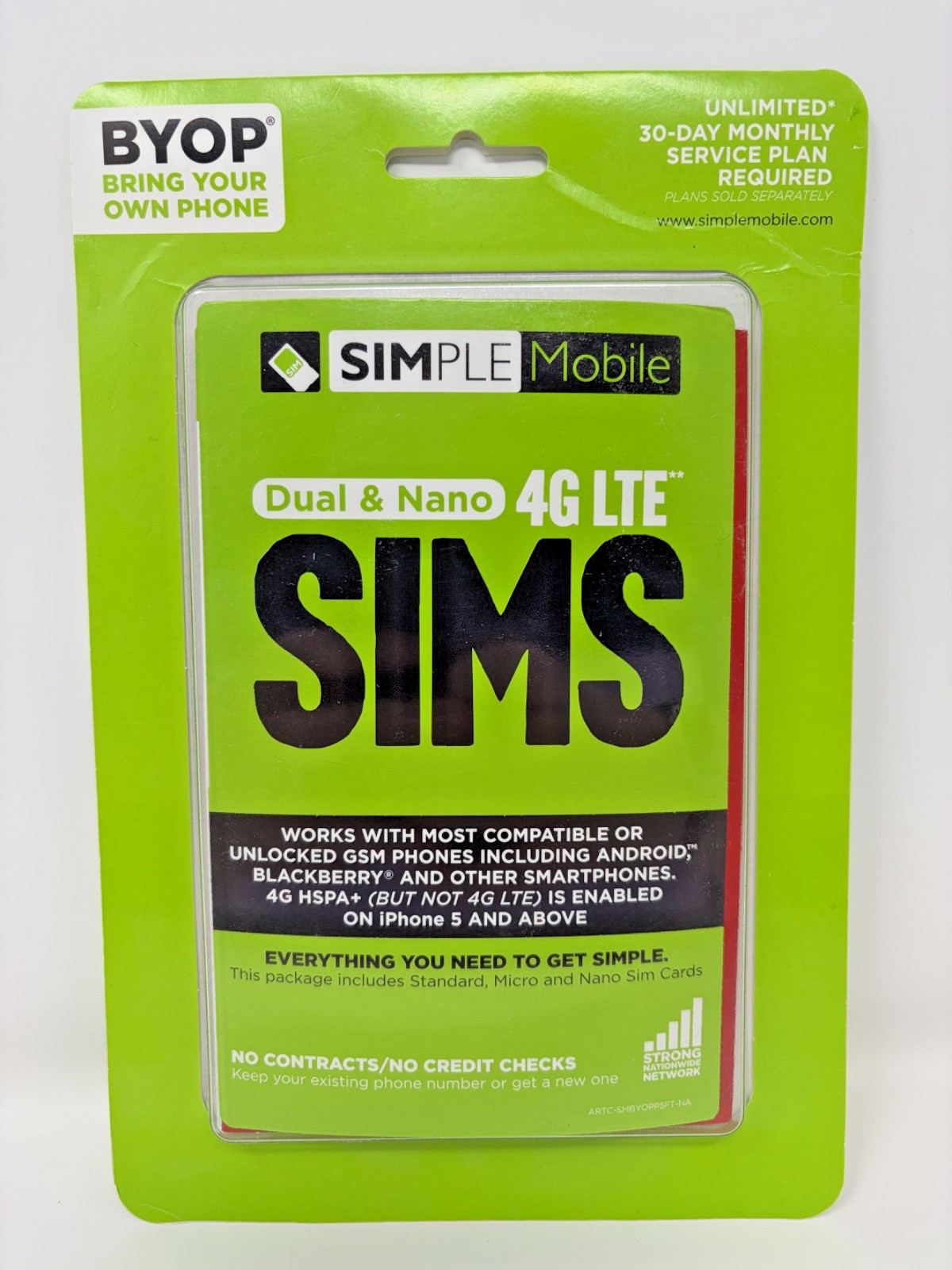 SIMPLE MOBILE Bring Your Own Phone Dual & Nano SIMS 4G LTE Prepaid Kit